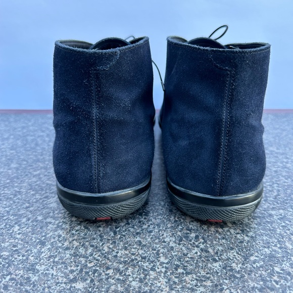 Prada Chelsea Chukka Boots Suede Navy Blue Mens 12. - Picture 6 of 12
